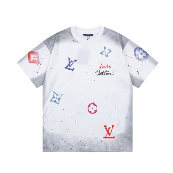 Louis Vuitton watercolor graffiti print short sleeve T-shirt