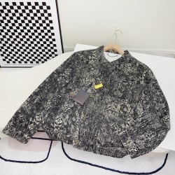 LV Full print fashion wash to make old denim jacket