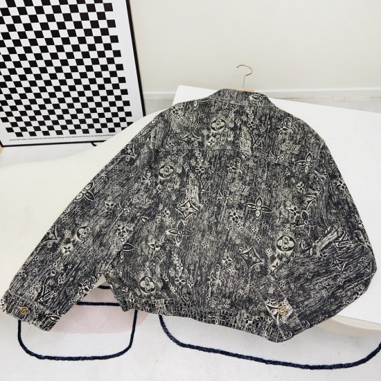 LV Full print fashion wash to make old denim jacket