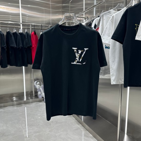 LV The new ski series embroidered stylish crew-neck T-shirt