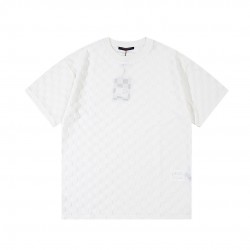 LV Simple fashion plaid striped round neck short-sleeved T-shirt