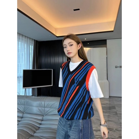 LV 2024 new trend color line vest sweater for men and women (send handbag packaging)