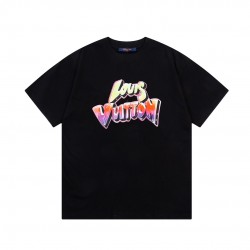 LV New gradient graffiti alphabet print short-sleeved T-shirt