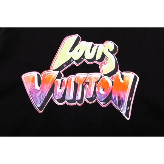 LV New gradient graffiti alphabet print short-sleeved T-shirt