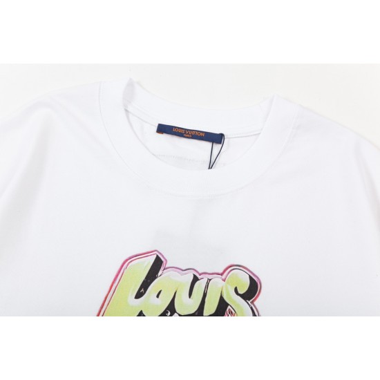 LV New gradient graffiti alphabet print short-sleeved T-shirt