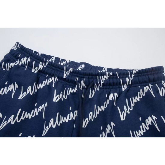 BALENCIAGA Stylish casual quarter pants full of printed letters