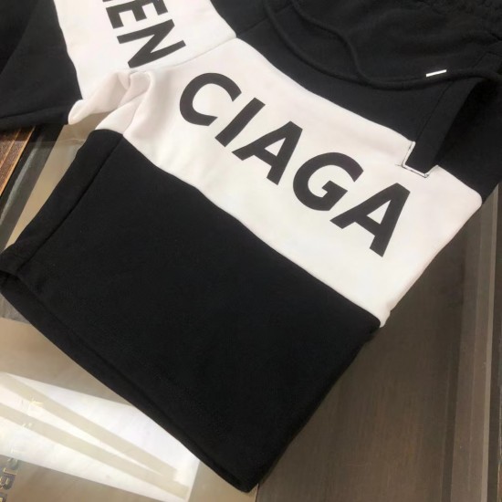 BALENCIAGA 2024's new black and white monogrammed stylish casual shorts