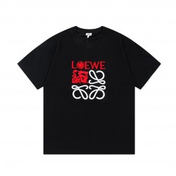 LOEWE two-tone monogram embroidered LOGO round neck short-sleeved T-shirt