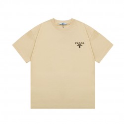 PRADA Original fabric letter logo printed short sleeve T-shirt