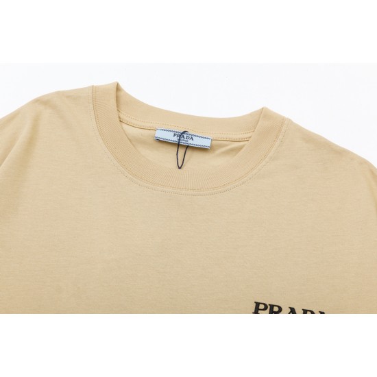 PRADA Original fabric letter logo printed short sleeve T-shirt