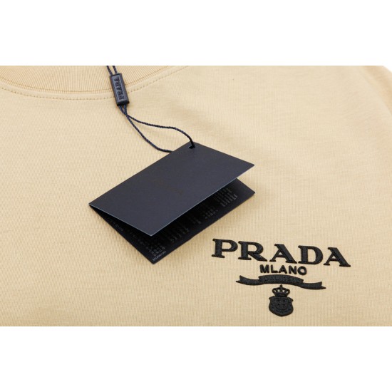 PRADA Original fabric letter logo printed short sleeve T-shirt