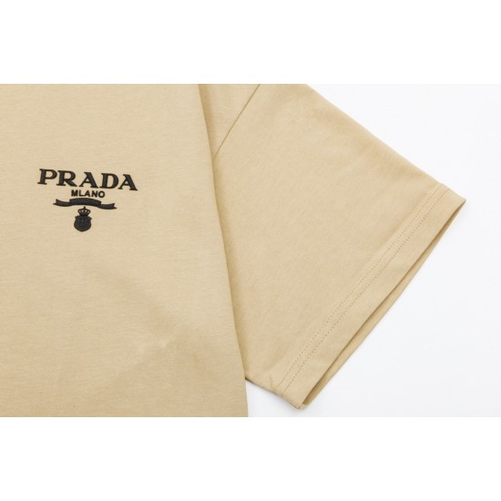 PRADA Original fabric letter logo printed short sleeve T-shirt