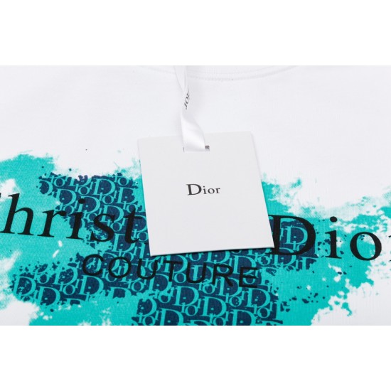 Dior letter-Graffiti ink-jet print round-neck short-sleeved T-shirt