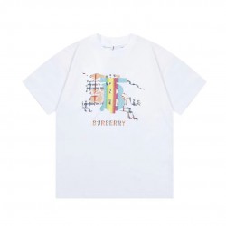 BURBERRY laser gradient War Horse letter print large Logo short-sleeved T-shirt