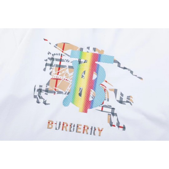 BURBERRY laser gradient War Horse letter print large Logo short-sleeved T-shirt