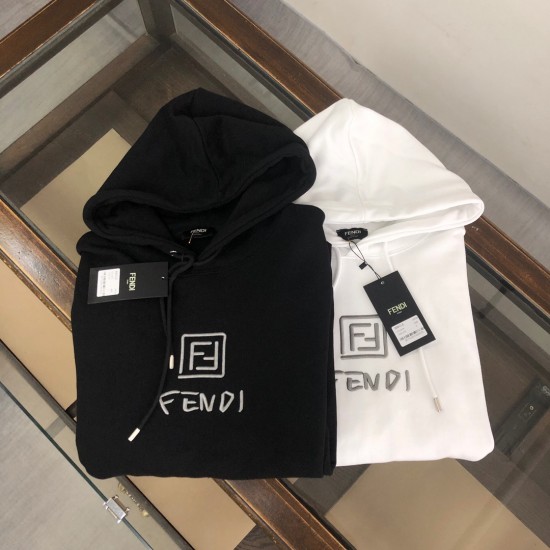 Fendi New silver thread monogram embroidery fashion hoodie