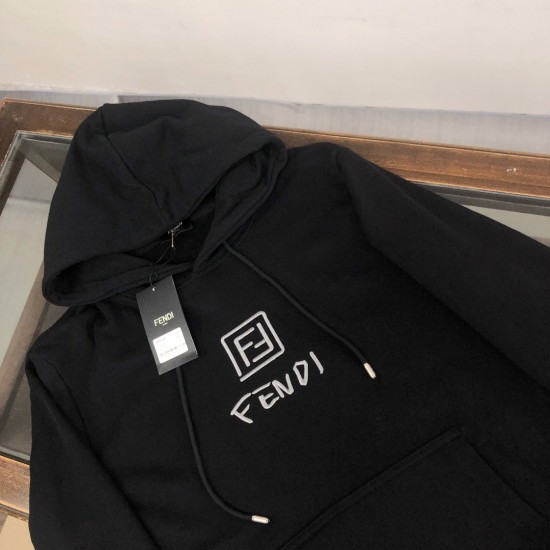 Fendi New silver thread monogram embroidery fashion hoodie