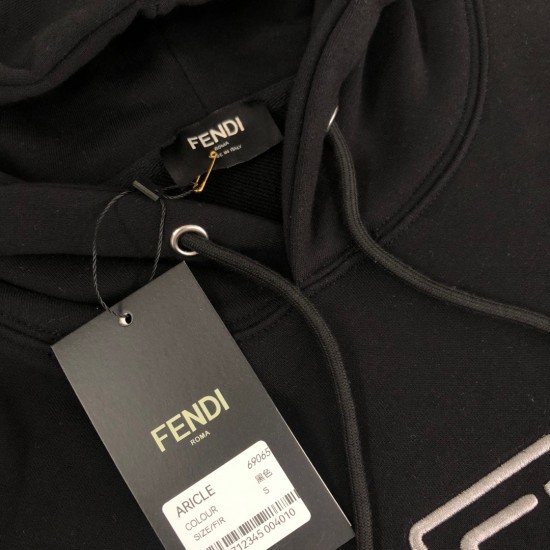 Fendi New silver thread monogram embroidery fashion hoodie