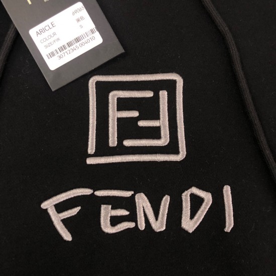 Fendi New silver thread monogram embroidery fashion hoodie