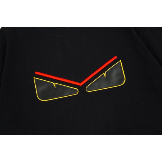 Fendi Gremlin Eyes applique fabric embroidered black trendy T-shirt