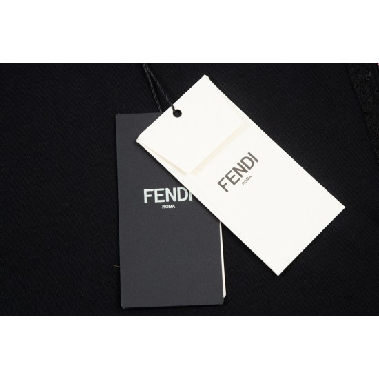 Fendi Colorful logo embroidery fashion round neck short-sleeved T-shirt