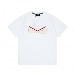 Fendi Gremlin Eyes applique fabric embroidered white trendy T-shirt