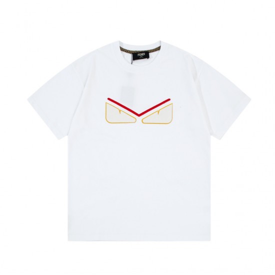 Fendi Gremlin Eyes applique fabric embroidered white trendy T-shirt