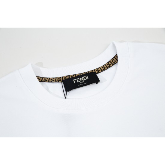 Fendi Gremlin Eyes applique fabric embroidered white trendy T-shirt