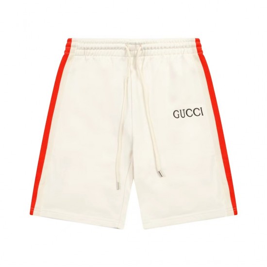 GUCCI Red and white ribbon splicing cotton casual quarter pants