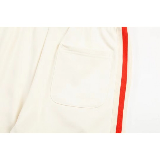 GUCCI Red and white ribbon splicing cotton casual quarter pants