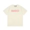 GUCCI  Double G pink letter embroidery Logo short-sleeved T-shirt