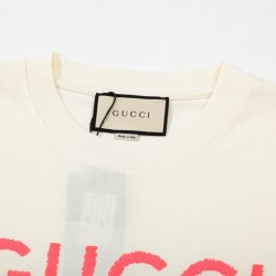 GUCCI  Double G pink letter embroidery Logo short-sleeved T-shirt