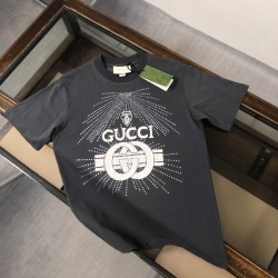 GUCCI New fashion crew neck short sleeve couple T-shirt pure cotton