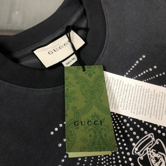 GUCCI New fashion crew neck short sleeve couple T-shirt pure cotton