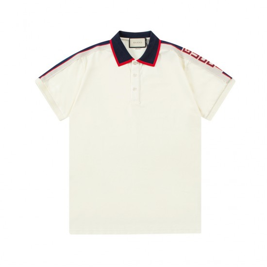 GUCCI small LOGO letter color short-sleeved POLO shirt