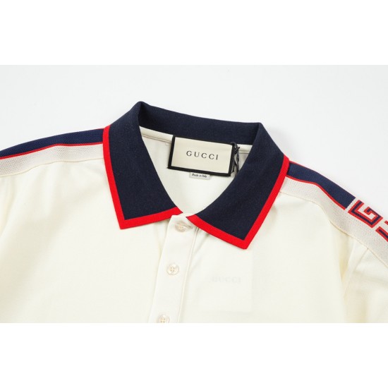 GUCCI small LOGO letter color short-sleeved POLO shirt