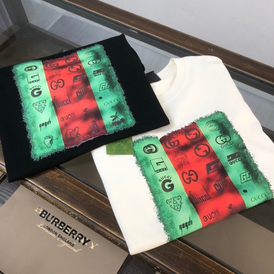 GUCCI New summer print couple fashion crew-neck short-sleeved T-shirt